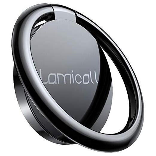 Phone Ring Holder Finger Grip Stand – Cell Phone Kickstand, 360° Black-01