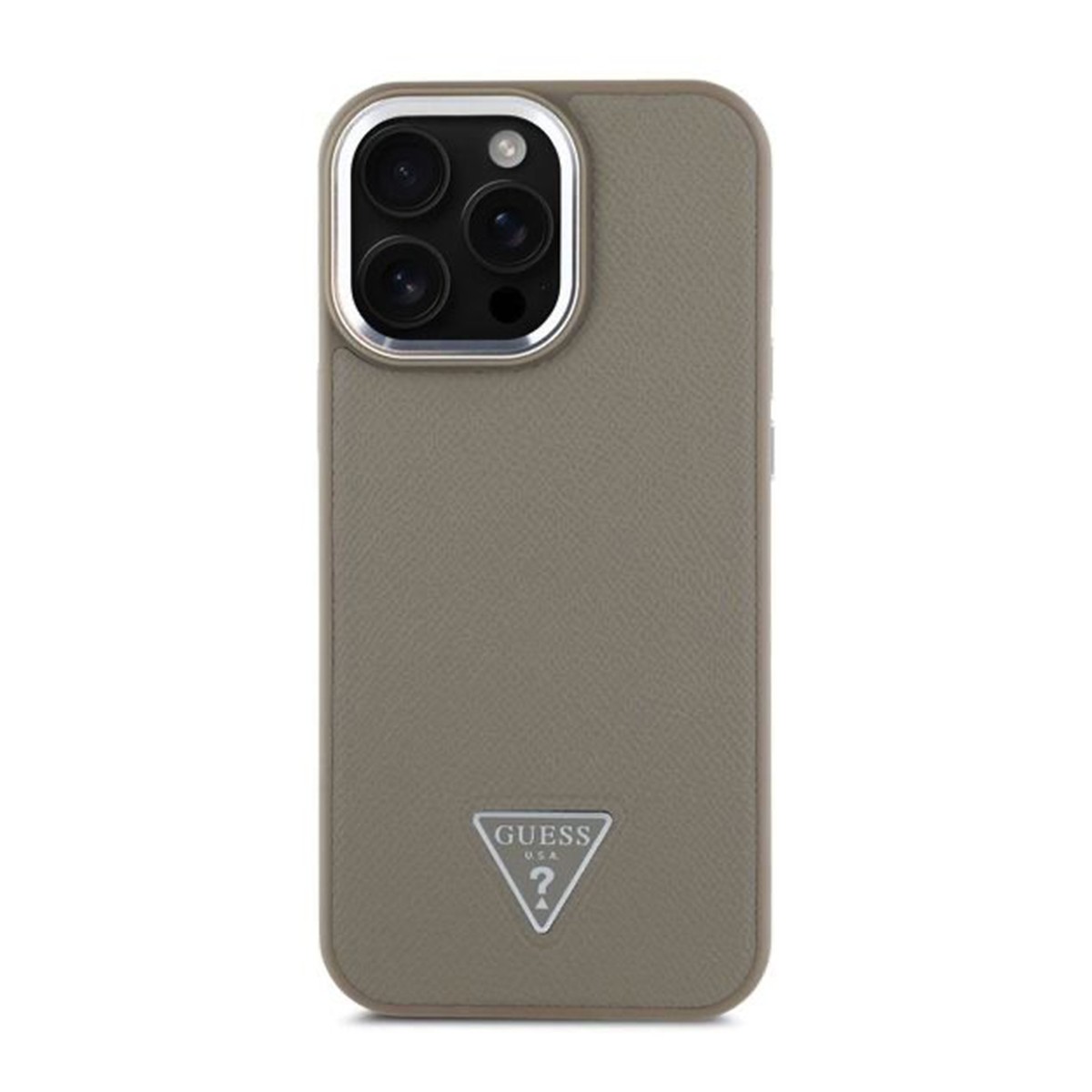Guess Case for iPhone 16 Pro Max Shockproof Grainy Effect with Triangular Logo