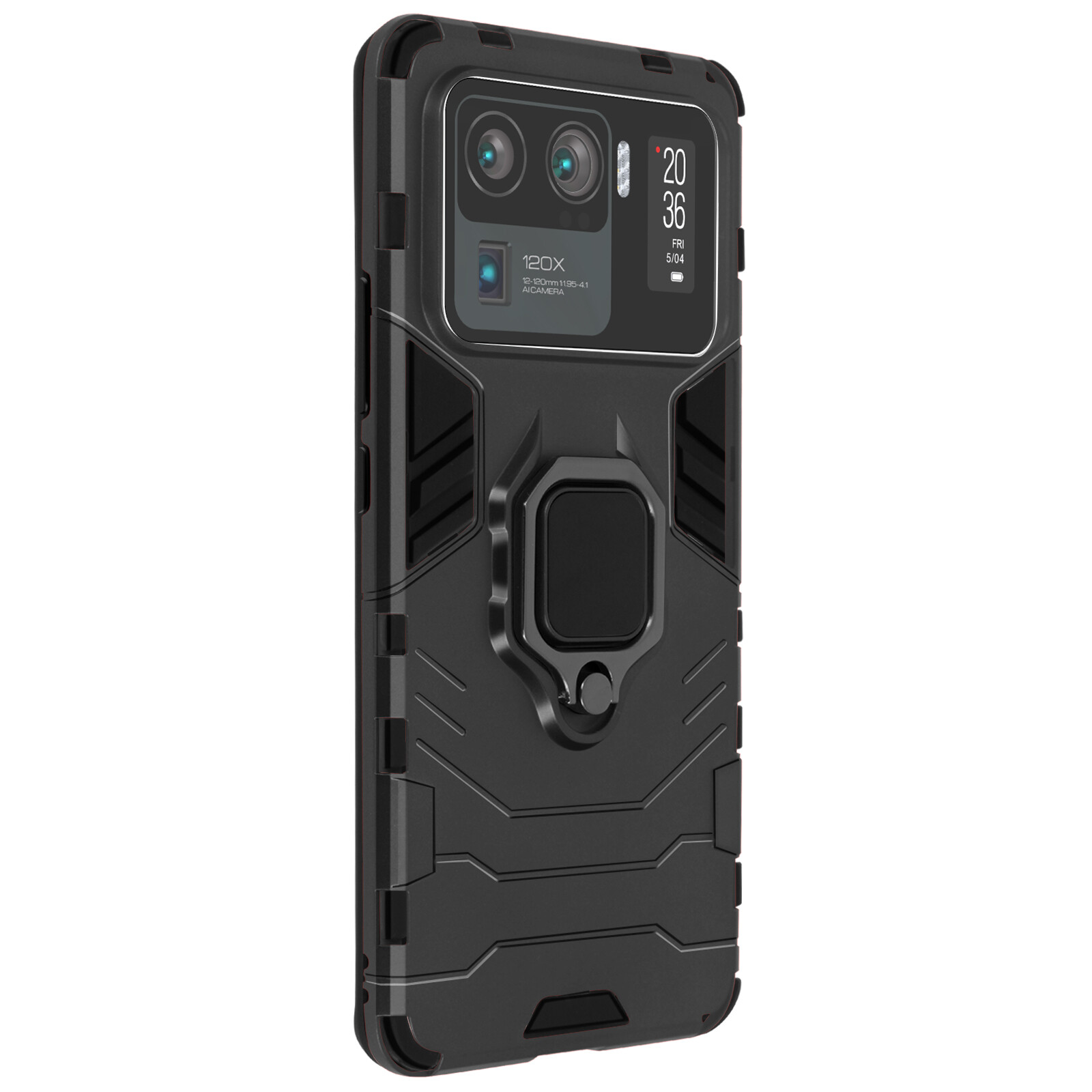 Xiaomi Mi 11 Ultra Hybrid Shockproof Case with Metallic Ring Stand Black