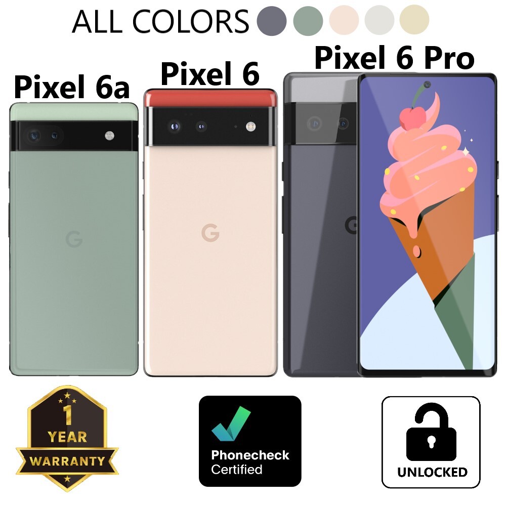 Google Pixel 6 | 6a | 6 Pro 128 GB – Unlocked T-Mobile AT&T Verizon – Very Good