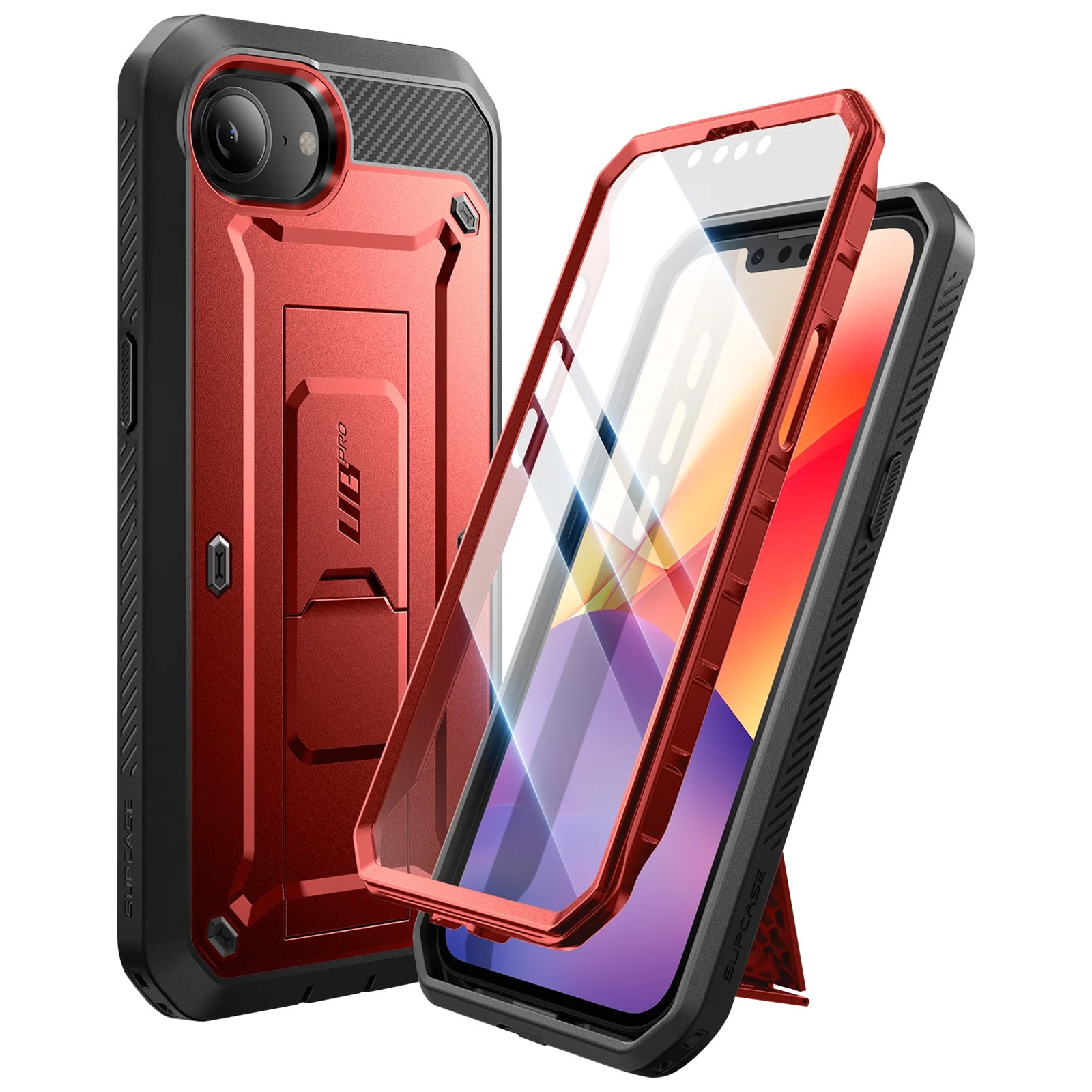 Supcase Integral Case for iPhone 16e Anti-shock Crutch Support, Red
