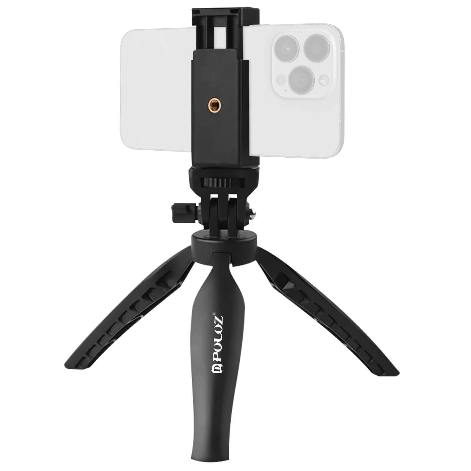 Tripod Smartphone Attachment Flash & Microphone 180° Angle Non-Slip Puluz Black