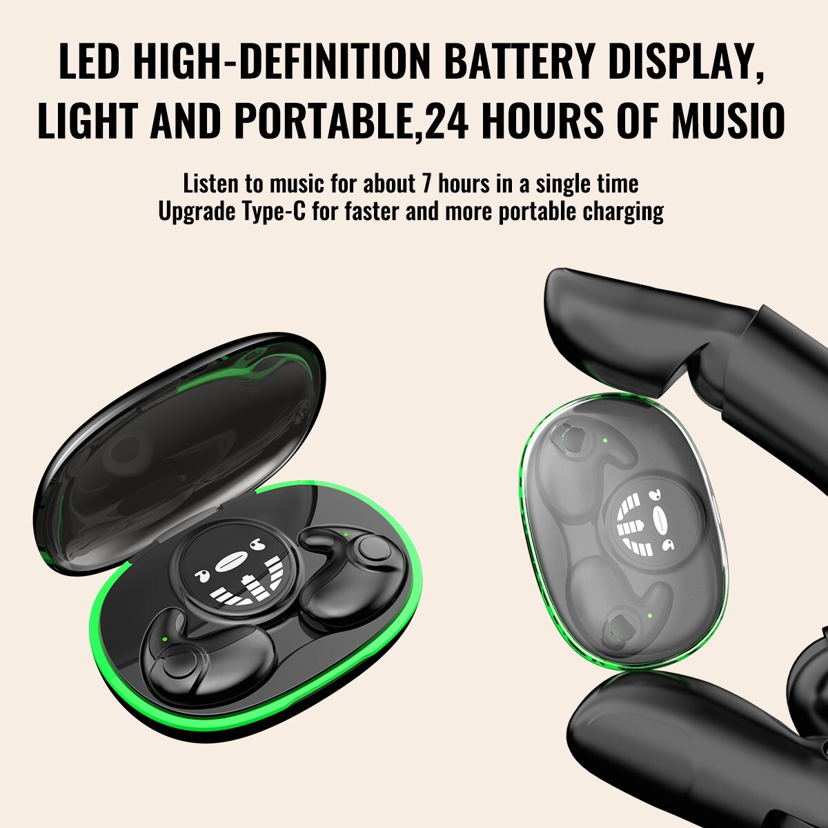 TWS 5.3 Invisible in-ear For phones wireless bluetooth earbuds headset suitable