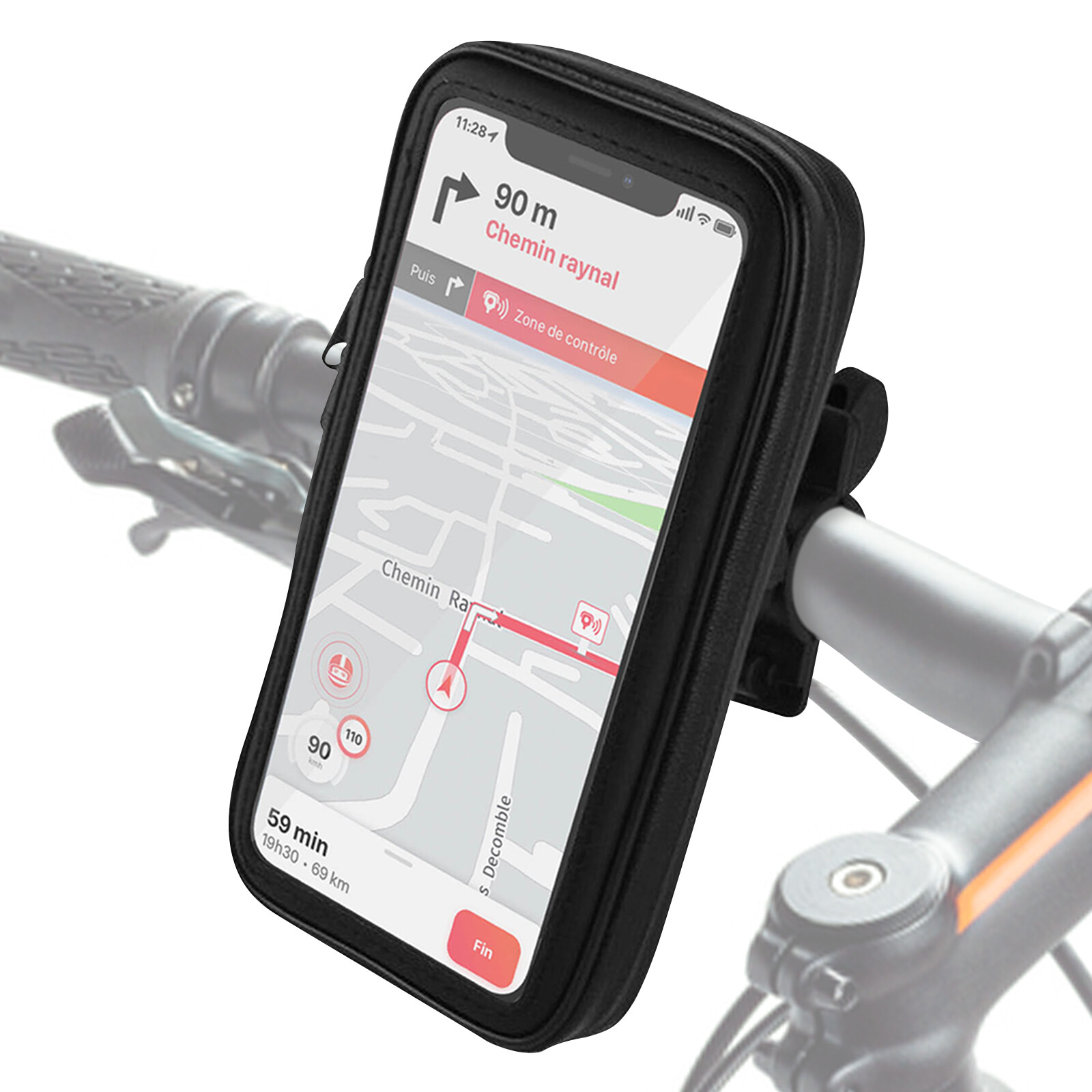 Akashi Bike/Motorcycle Smartphone Stand 4 ”to 6.4 ” Waterproof 360 ° Black