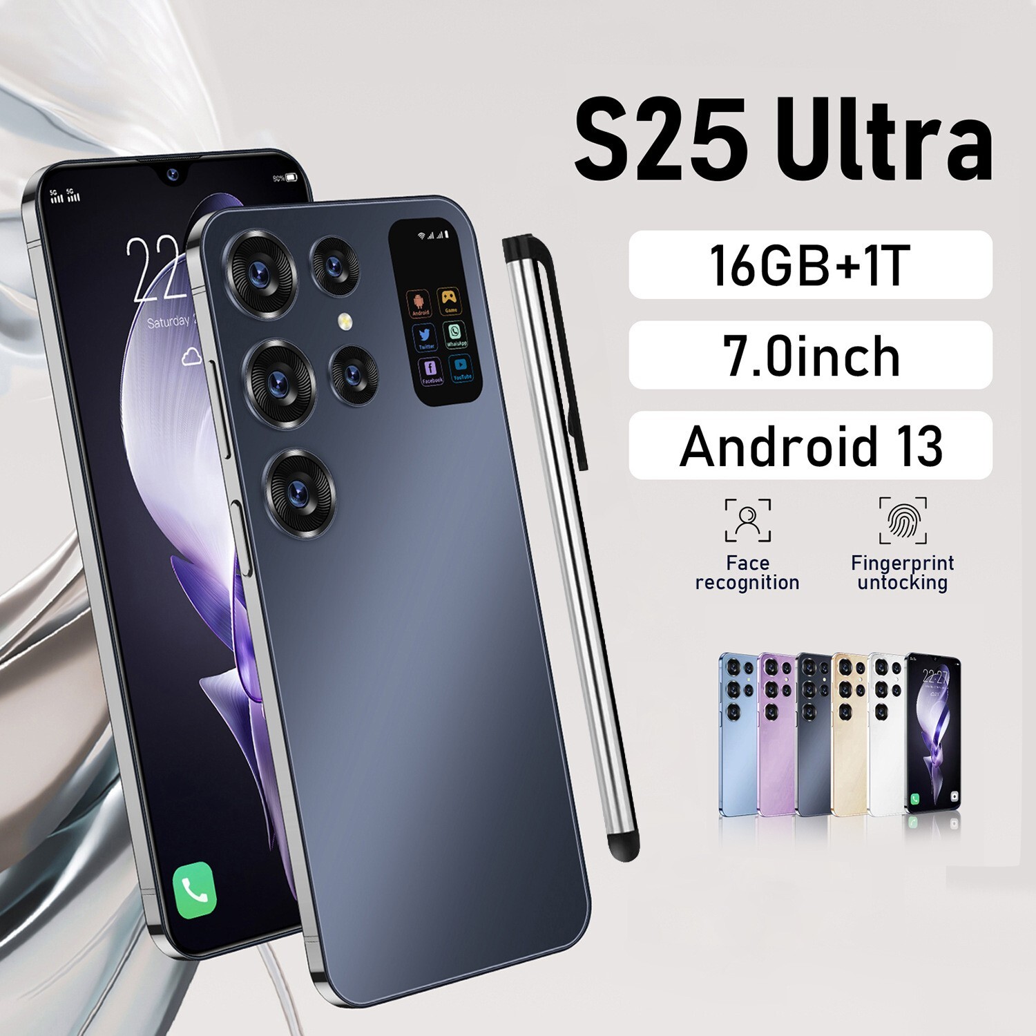 S25 Ultra 5G Smartphone 7.0in Unlocked Android 13 Cellphones Dual 16GB+1TB 1Pack