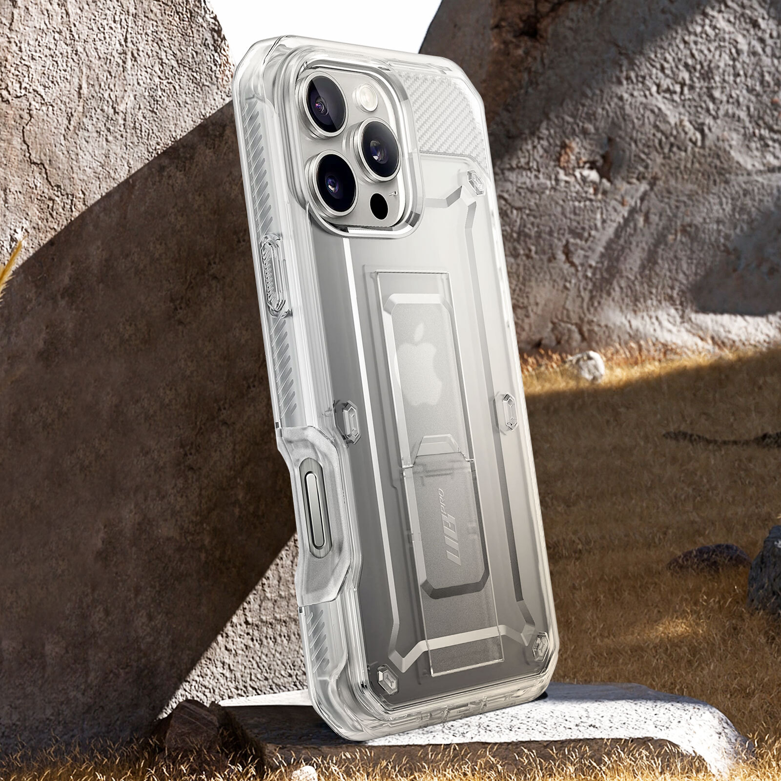 Supcase Integral Case for iPhone 16 Pro Max Anti-Shock Kickstand, Transparent