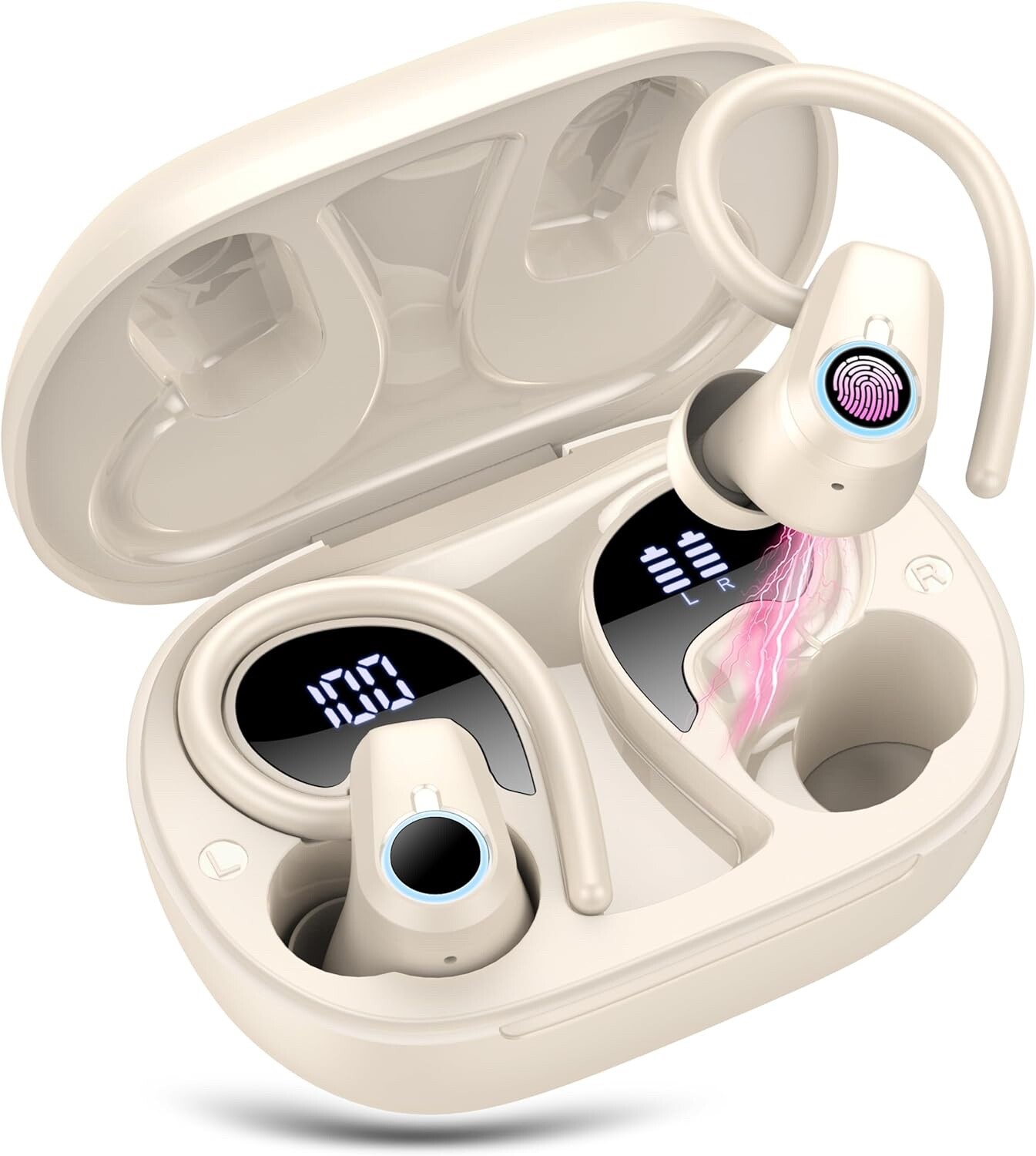 Wireless Earbuds, 2023 Bluetooth Headphones 5.3 Sport, 50H Ear buds with Earhook