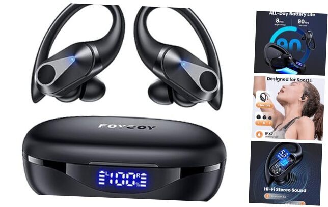 Wireless Earbuds Bluetooth Headphones 90Hrs Playtime Ear Buds IPX7 Black
