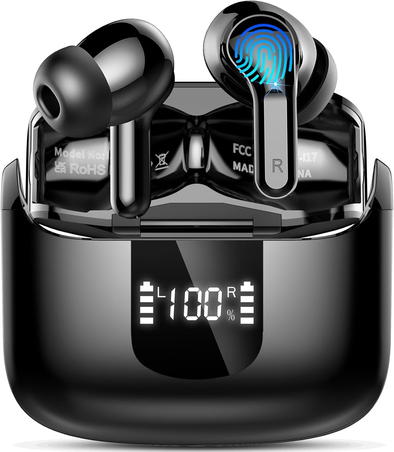 Wireless Earbuds, Bluetooth Headphones 2025 NEW Ear Buds 40H Bass Black