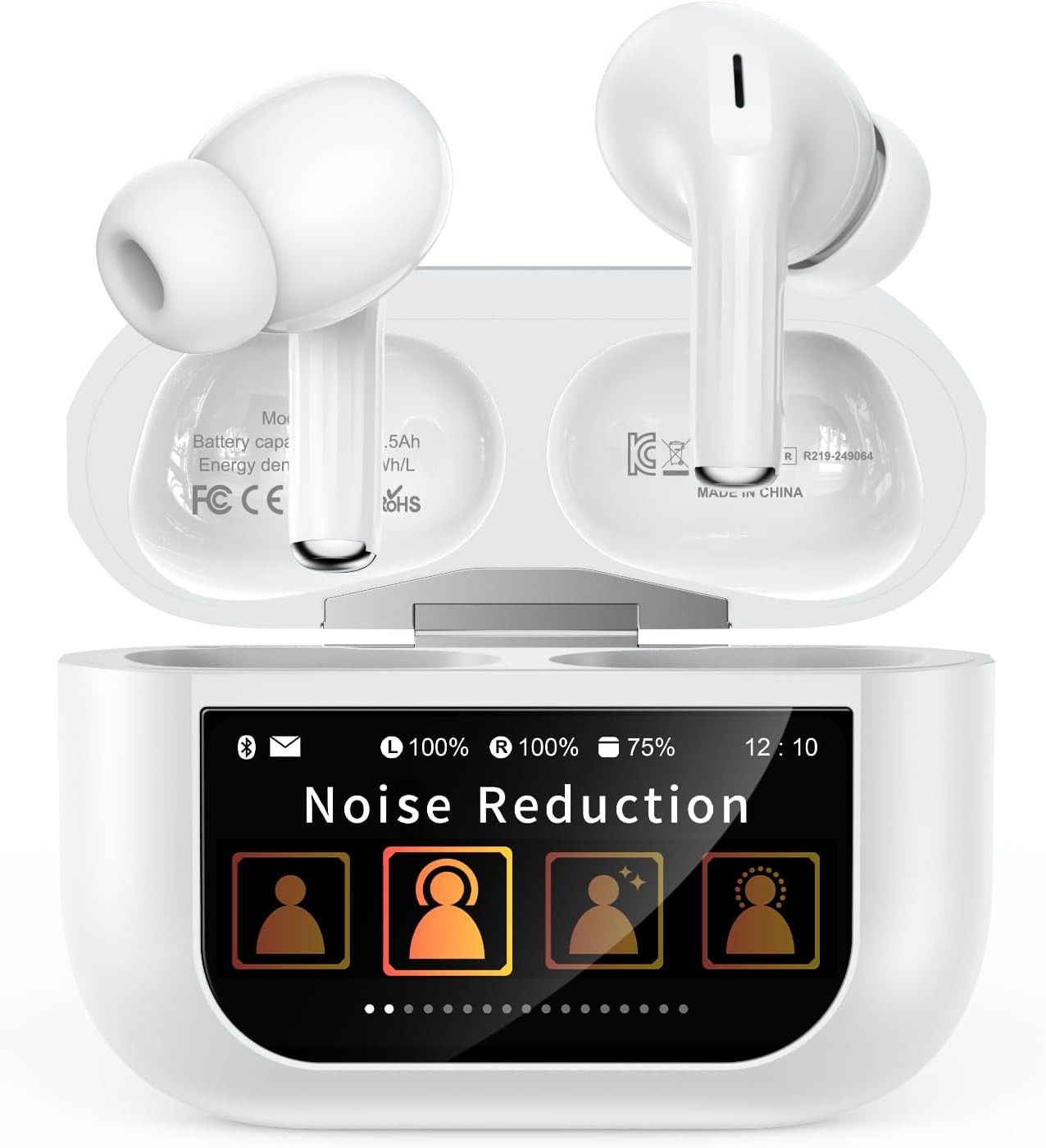 Wireless Earbuds, Bluetooth 5.4 Ear Buds with Multifunctional Touch White