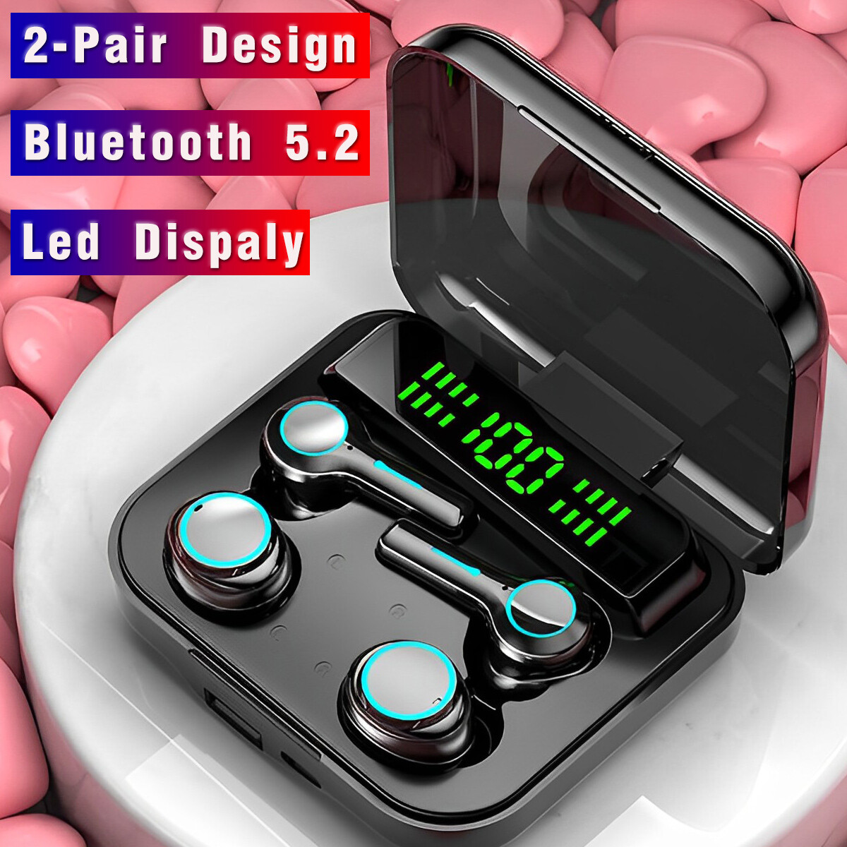 2-Pair Bluetooth Earbuds Wireless Mini In-Ear Earphones For Samsung Galaxy S9/S8