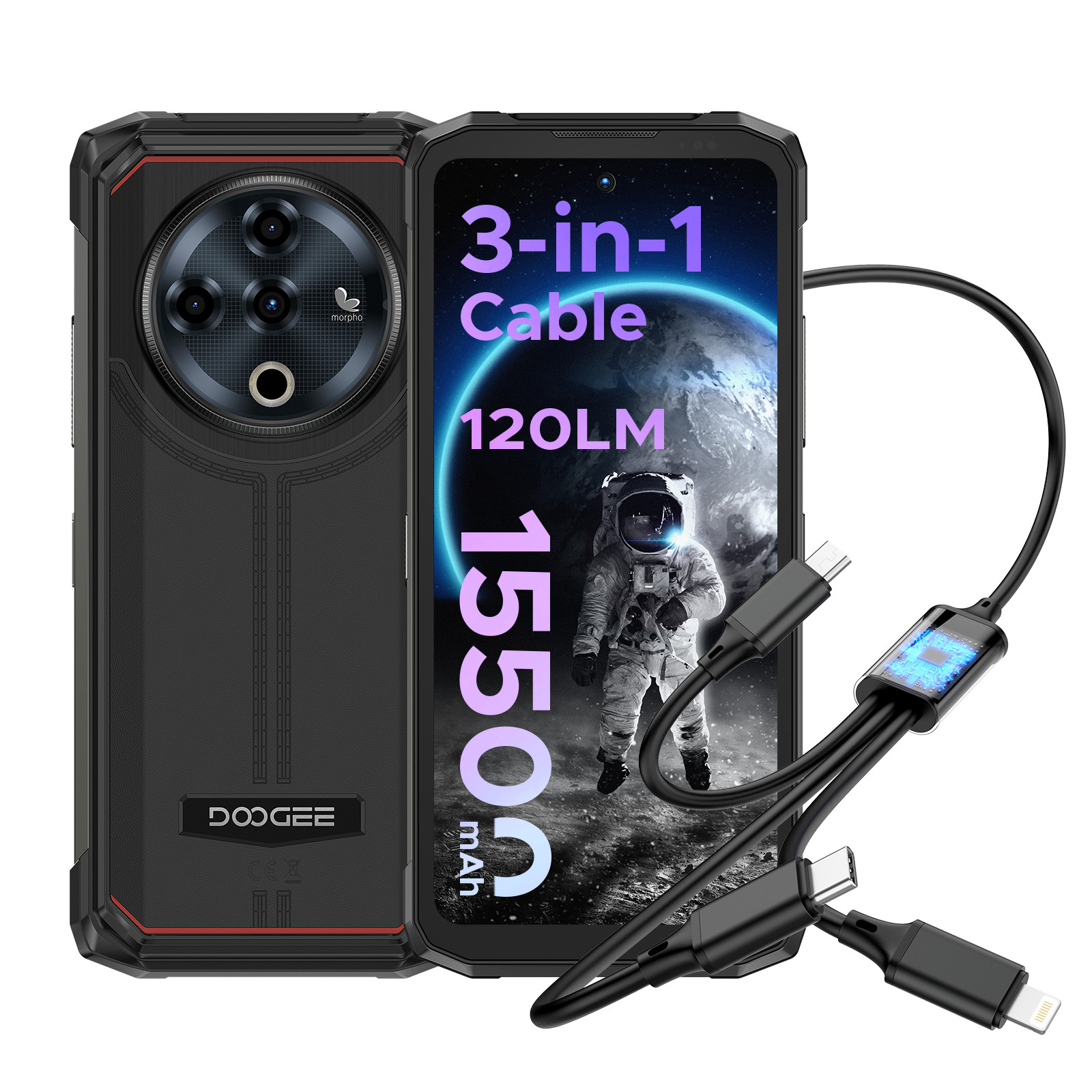 DOOGEE Fire 6 Power Rugged Smartphone Android 14 20GB+256GB 15500mAh Unlocked
