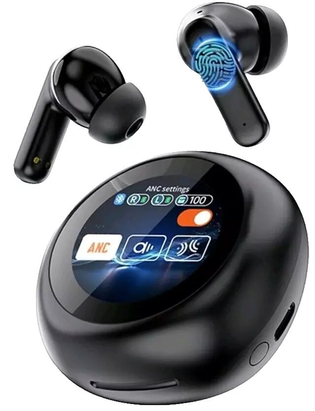TWS Smart LCD Touch Screen Bluetooth 5.4 Headset Wireless Headphones Earbuds
