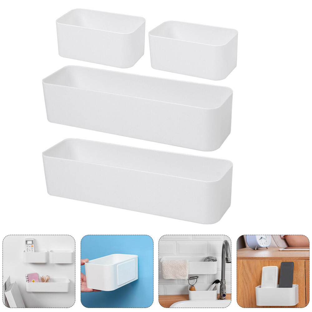 4 Pcs Wall Shelf Office Controller Holders Remotes Mounted Storage
