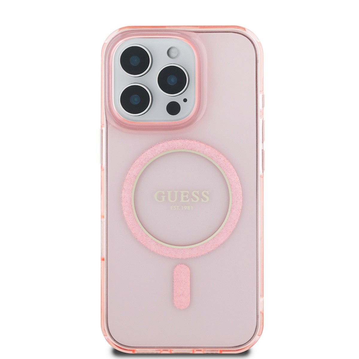 Guess Case for iPhone 16 Pro Max  with Cercle Glitter, Pink