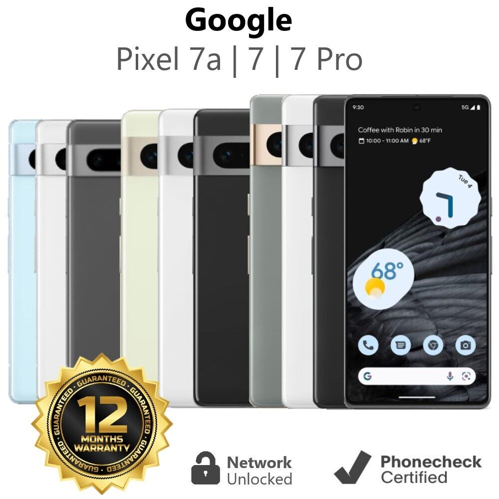 Google Pixel 7 | 7a | 7 Pro 128GB | 256GB | 512GB Unlocked T-Mobile AT&T – Good
