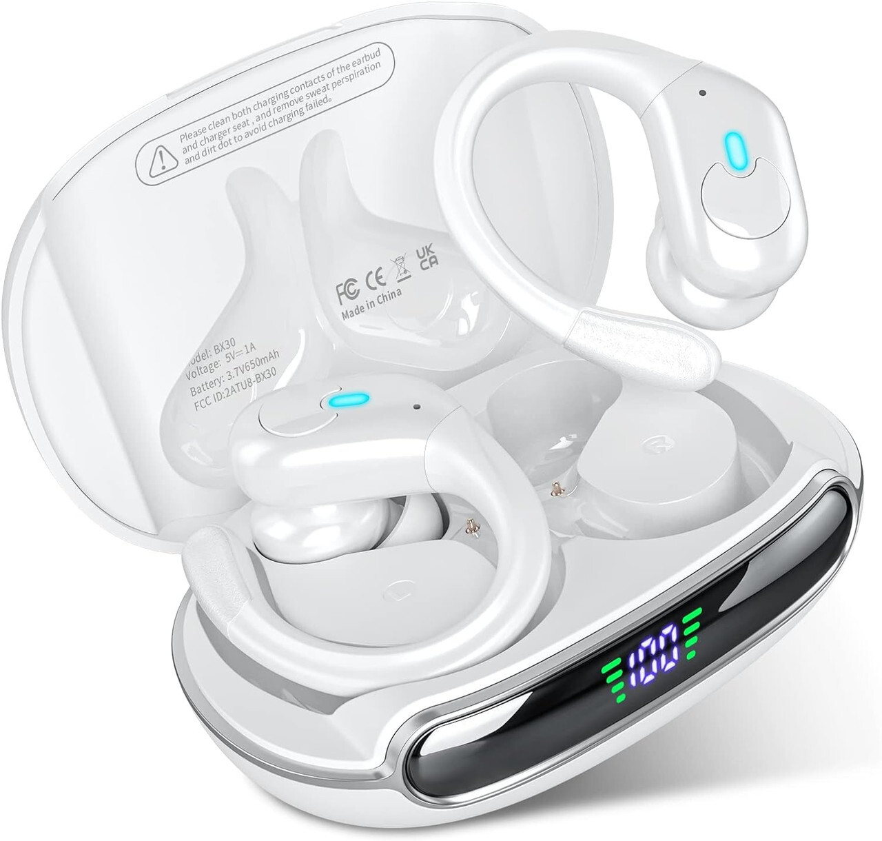 Wireless Earbuds, Bluetooth Headphones 5.3 HiFi Stereo Ear Buds, 80H Bluetooth E
