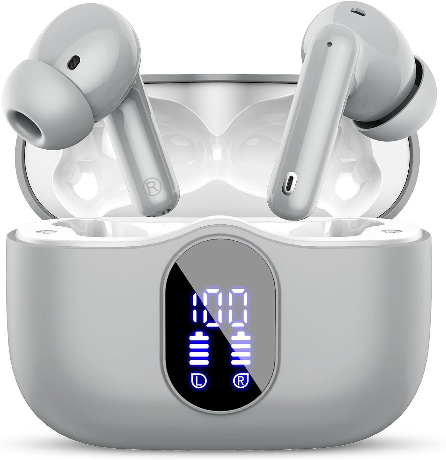 Wireless Earbuds Bluetooth 5.4 Headphones Bass Stereo Ear Buds with Grey