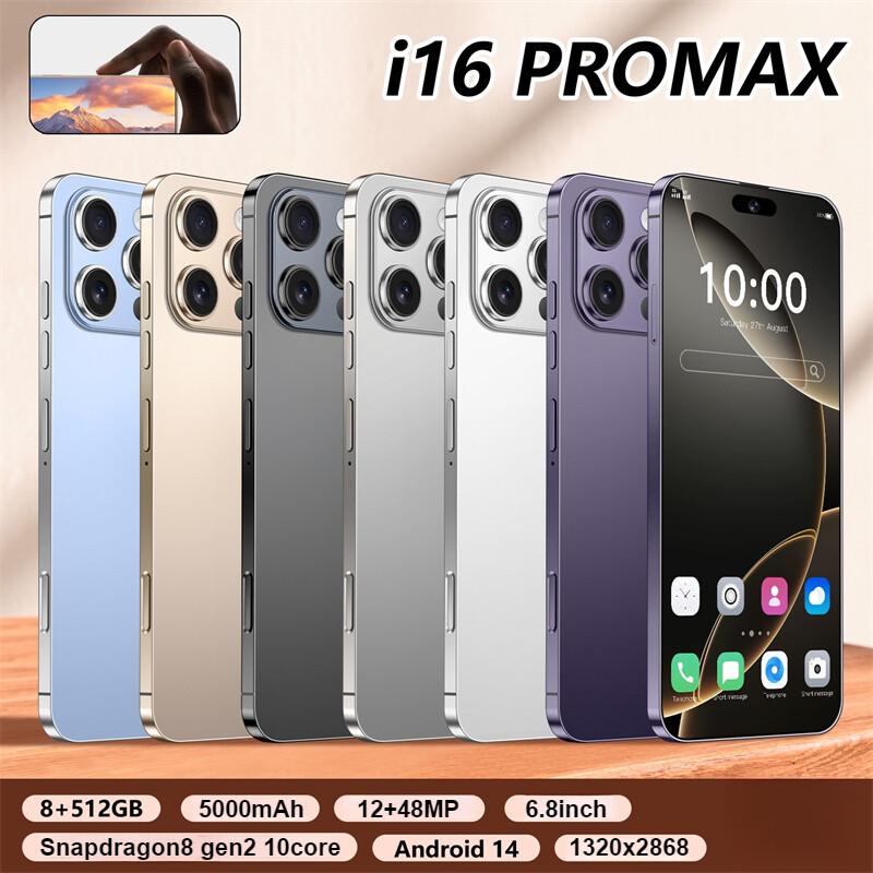 I16 Pro Max Smartphone Global Unlocked 6.8″ Android 8+512GB 5000mAh Gifts 2025