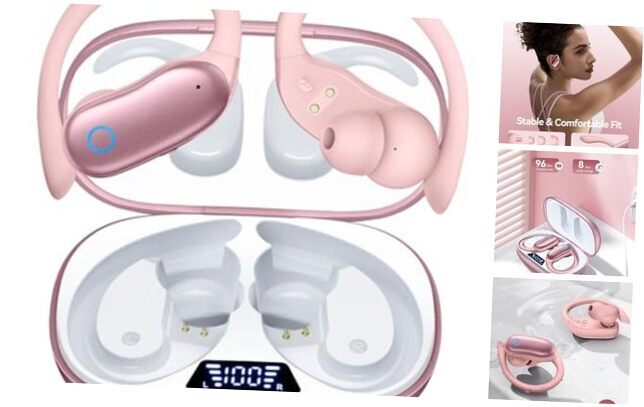 Ear Buds Wireless Earbuds 96hrs Playback Bluetooth Headphones IPX7 Rose Pink