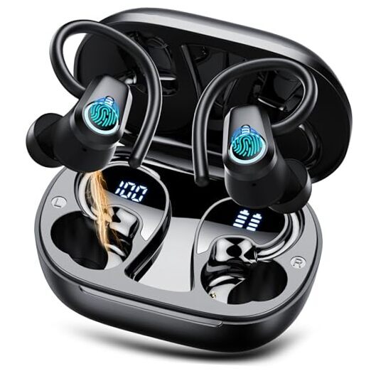 Wireless Earbuds, Sport Headphones Bluetooth 5.3, Ear buds Wireless Deep Black