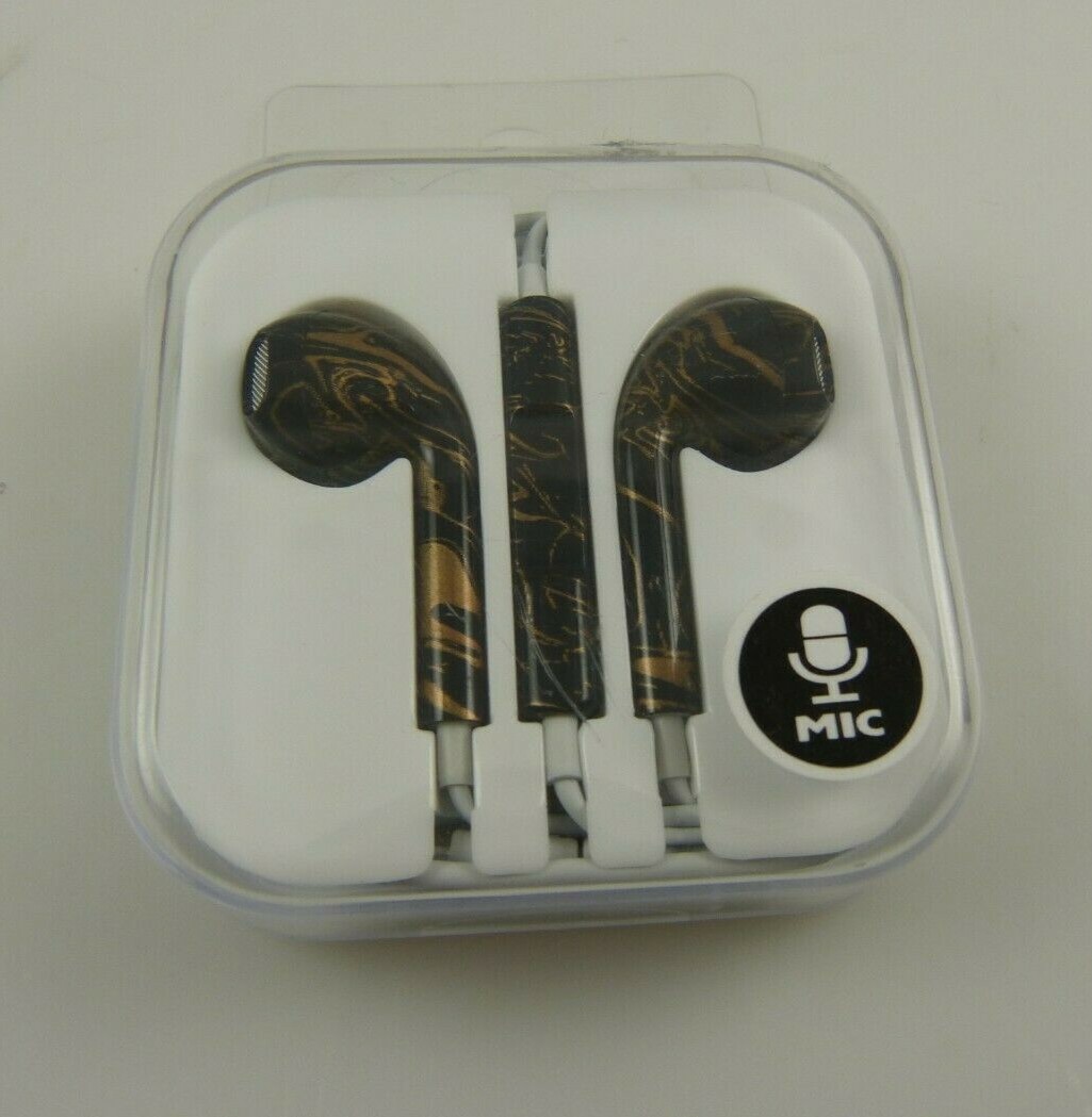 ear bud buds Cell phone electronics mic black and gold