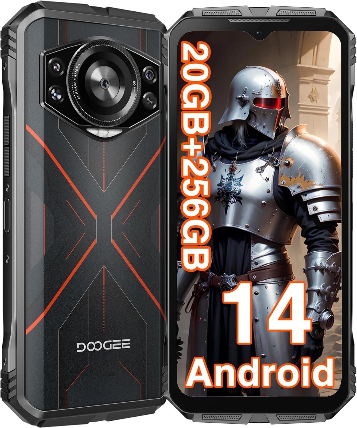 DOOGEE S cyber Rugged Smartphone, Android 14 Unlocked, 20GB+256GB 10800mAh NFC