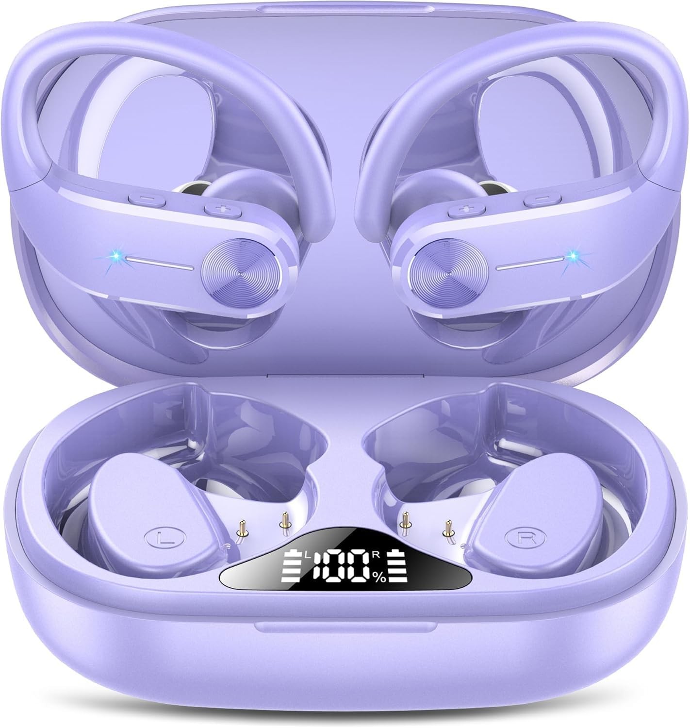 Ear buds Wireless Bluetooth Earbuds Sport 2024 NEW 5.3 light purple