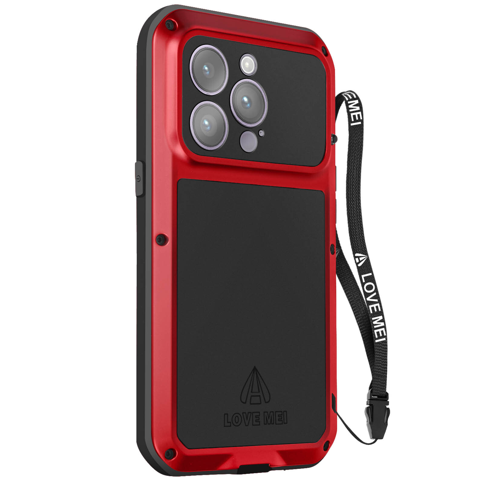 Love Mei Full-body Shockproof Waterproof Case for iPhone 14 Pro Max Red