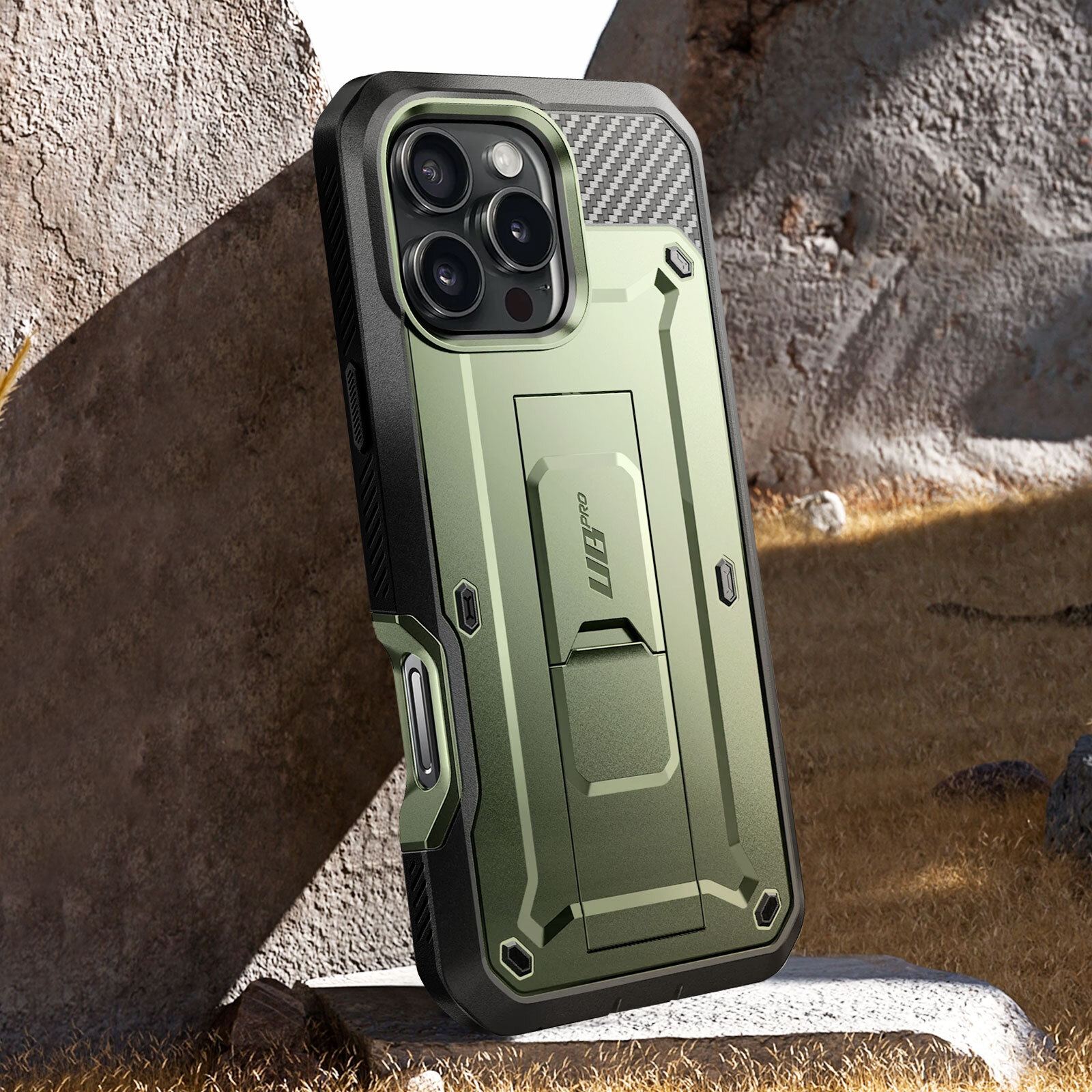 Supcase Integral Case for iPhone 16 Pro Max Anti-Shock Kickstand, Green