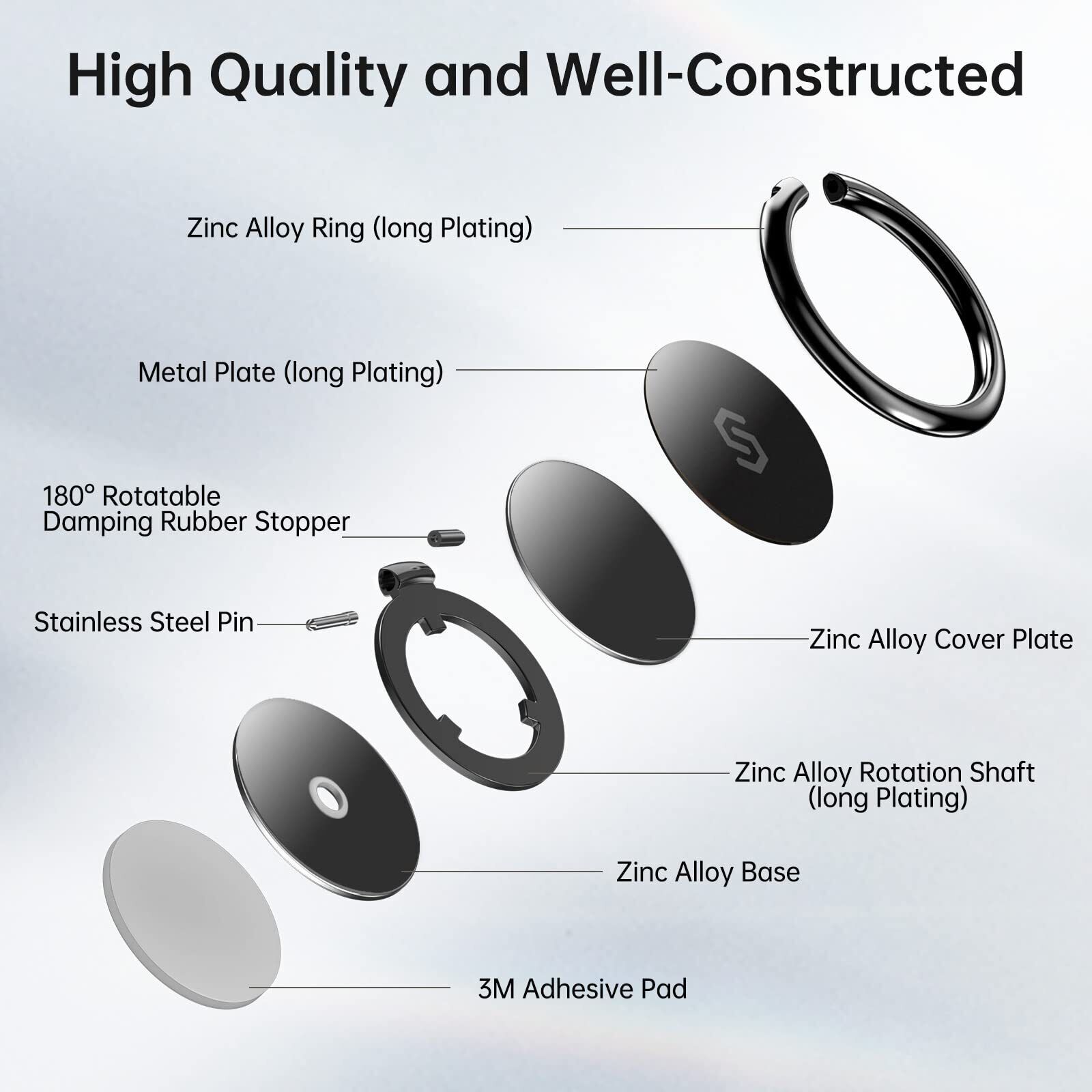 Cell Phone Ring Holder Stand 360 Degree Rotation Finger Ring Kickstand Polish…