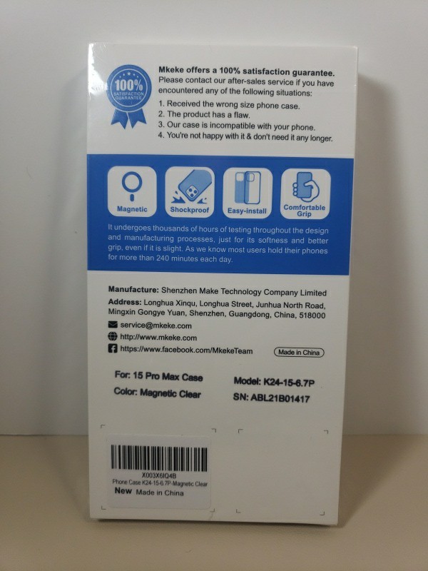 iPhone 15 Pro Max Case ,Magnetic CLEAR  Protective , K24-15-6.7P, NEW/SEALED