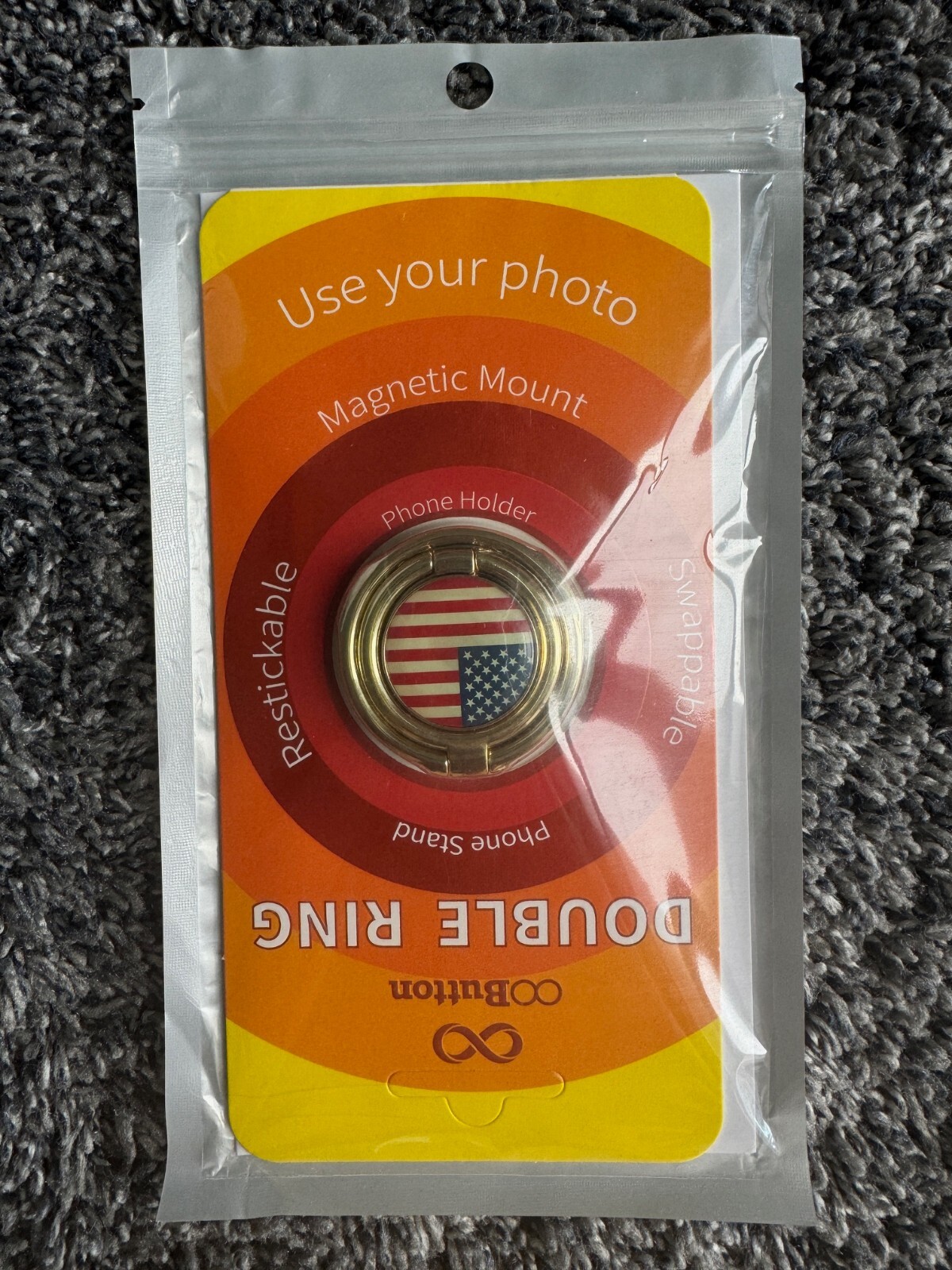 Phone Ring Holder, Metal Ring Grip Phone Finger Kickstand Compatible with iPhone