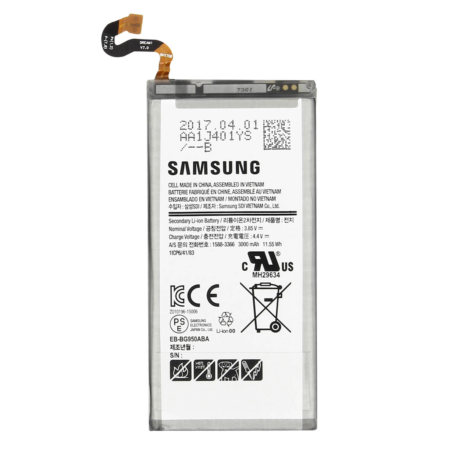 Battery for Samsung Galaxy S8, EB-BG950ABA 3000mAh Replacement Battery