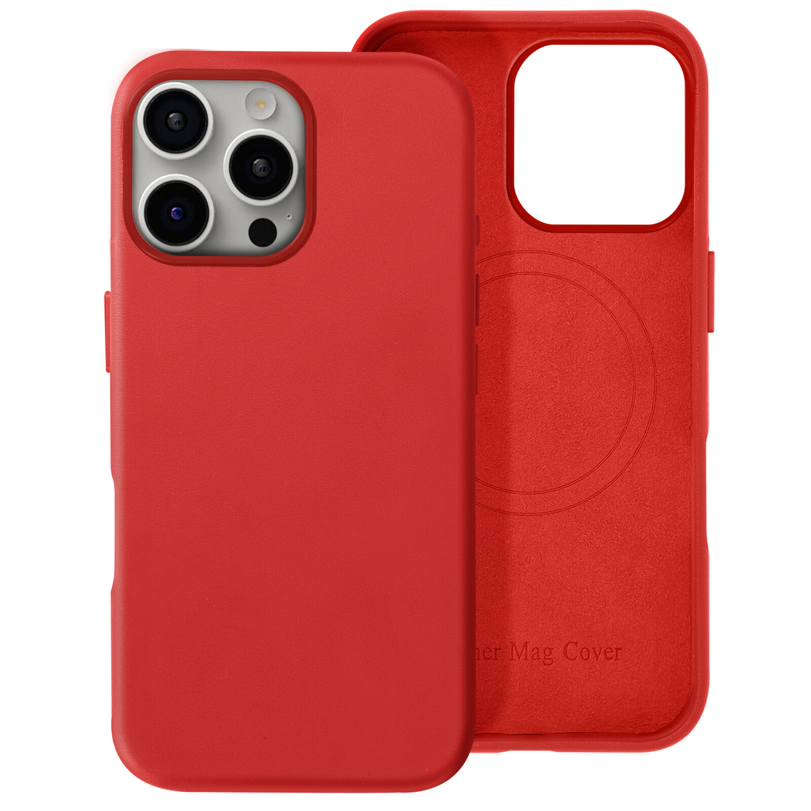 Avizar High Quality  Case for iPhone 16 Pro Max in Vegan Leather, Red