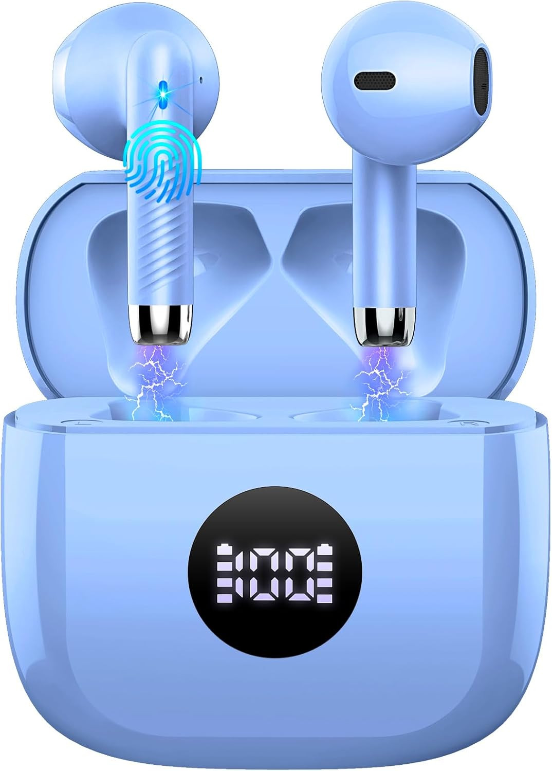 Wireless Earbuds Bluetooth 5.4 , Ear Buds LED Power Display Headphones 6D Stereo