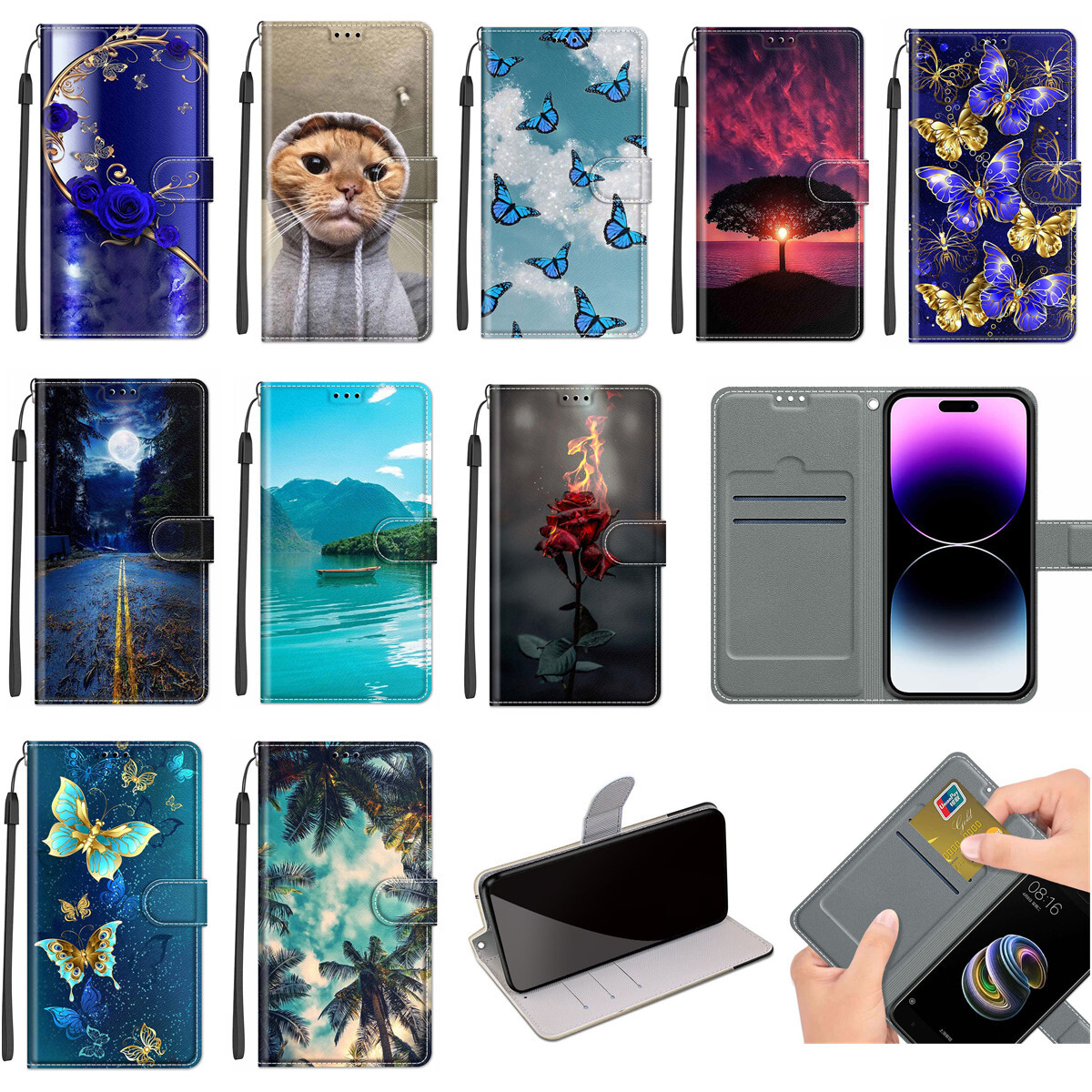 For Samsung Galaxy A12 5G Leather Flip Wallet Card Holder Bracket Magnetic Case