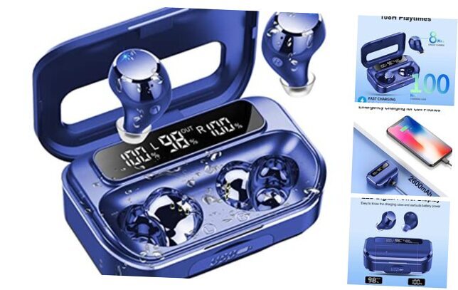 Ear Buds Wireless Bluetooth Earbuds Bluetooth 5.3 Headphones with 4 Indigo Blue