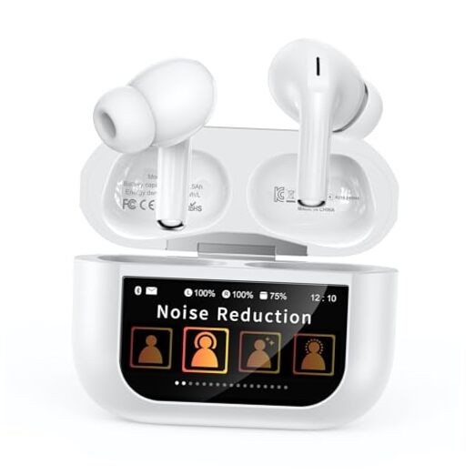 Wireless Earbuds, Bluetooth 5.4 Ear Buds with Multifunctional Touch White