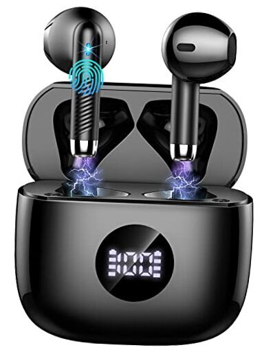 Wireless Earbuds, Bluetooth 5.4 Ear Buds LED Power Display Headphones Black
