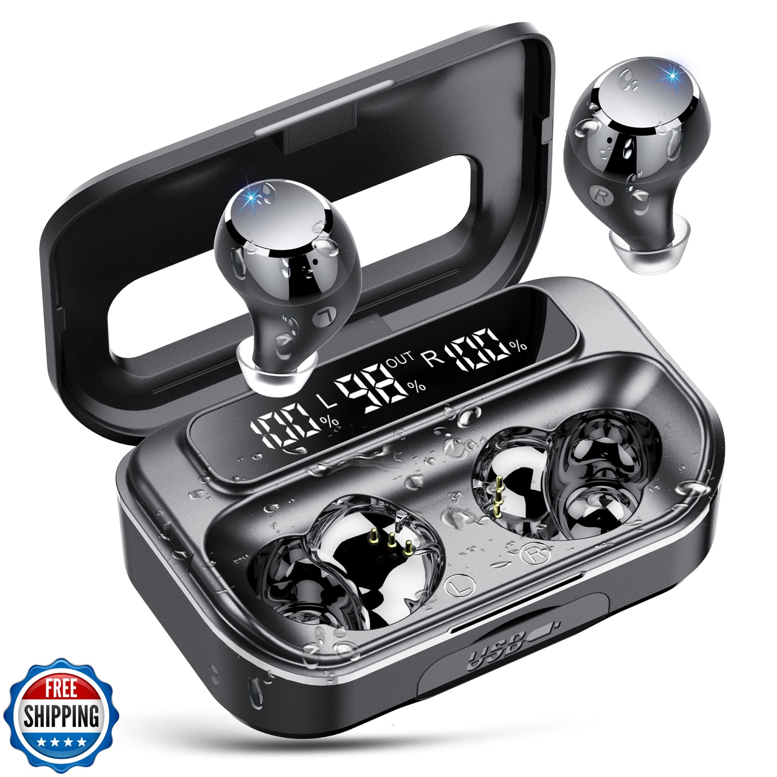 Ear Buds Wireless Bluetooth Earbuds Bluetooth 5.3 Headphones with LED Display