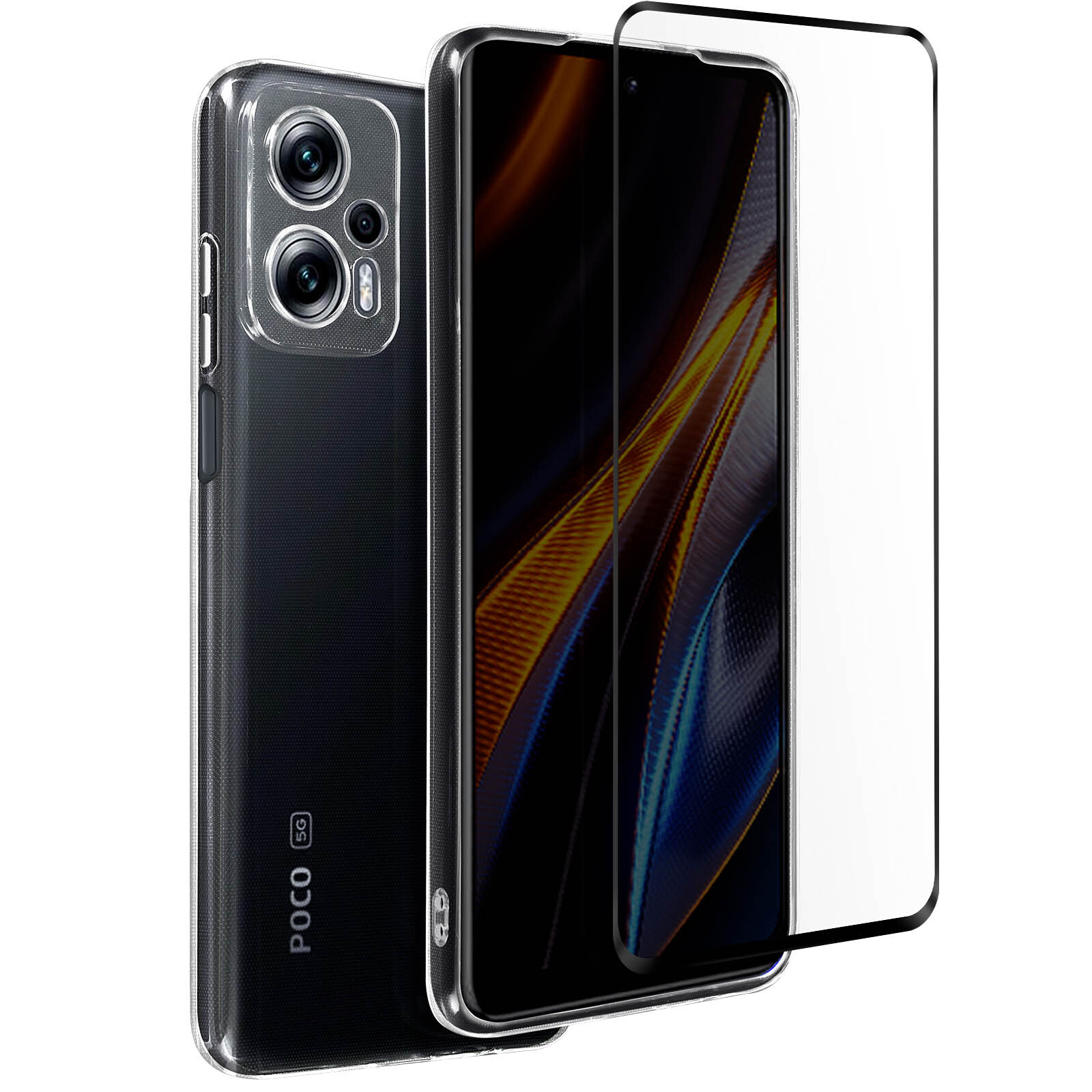 Xiaomi Poco X4 GT Flexible Silicone Gel Case Screen Protector 9H Black