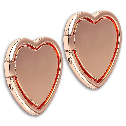 [2 Packs] Love Heart Shaped Glossy Finish Cell Phone Ring Holder Stand, 360