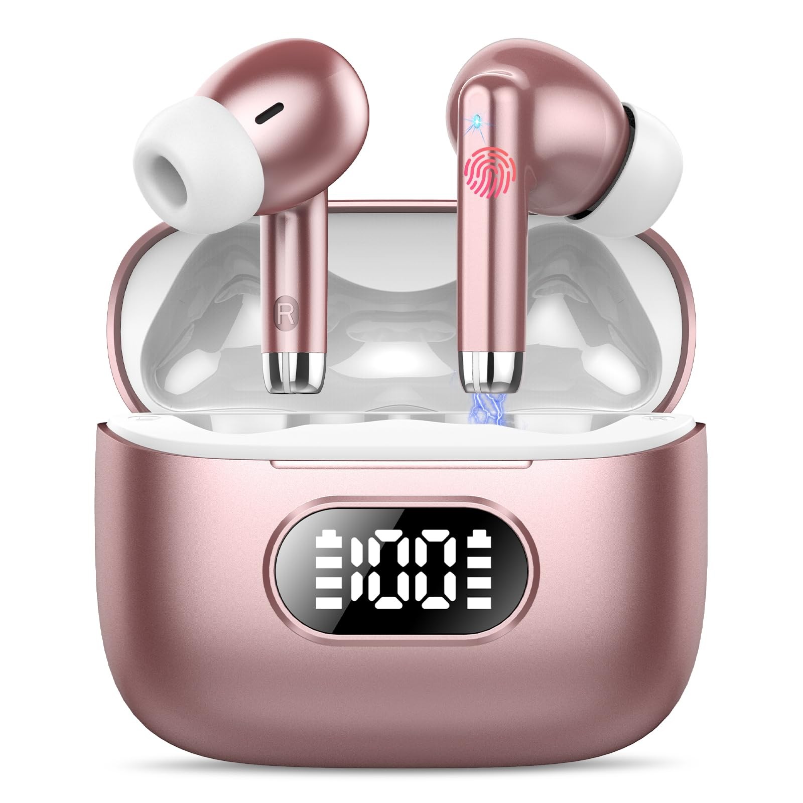 Wireless Earbuds, Bluetooth 5.3 Headphones Playback Powerful Sound, Ear Buds …