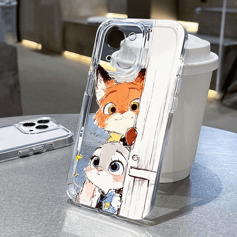 Cute Rabbit Fox Love Apple Phone Case For iPhone16 15 14 Cover Transparent Shell