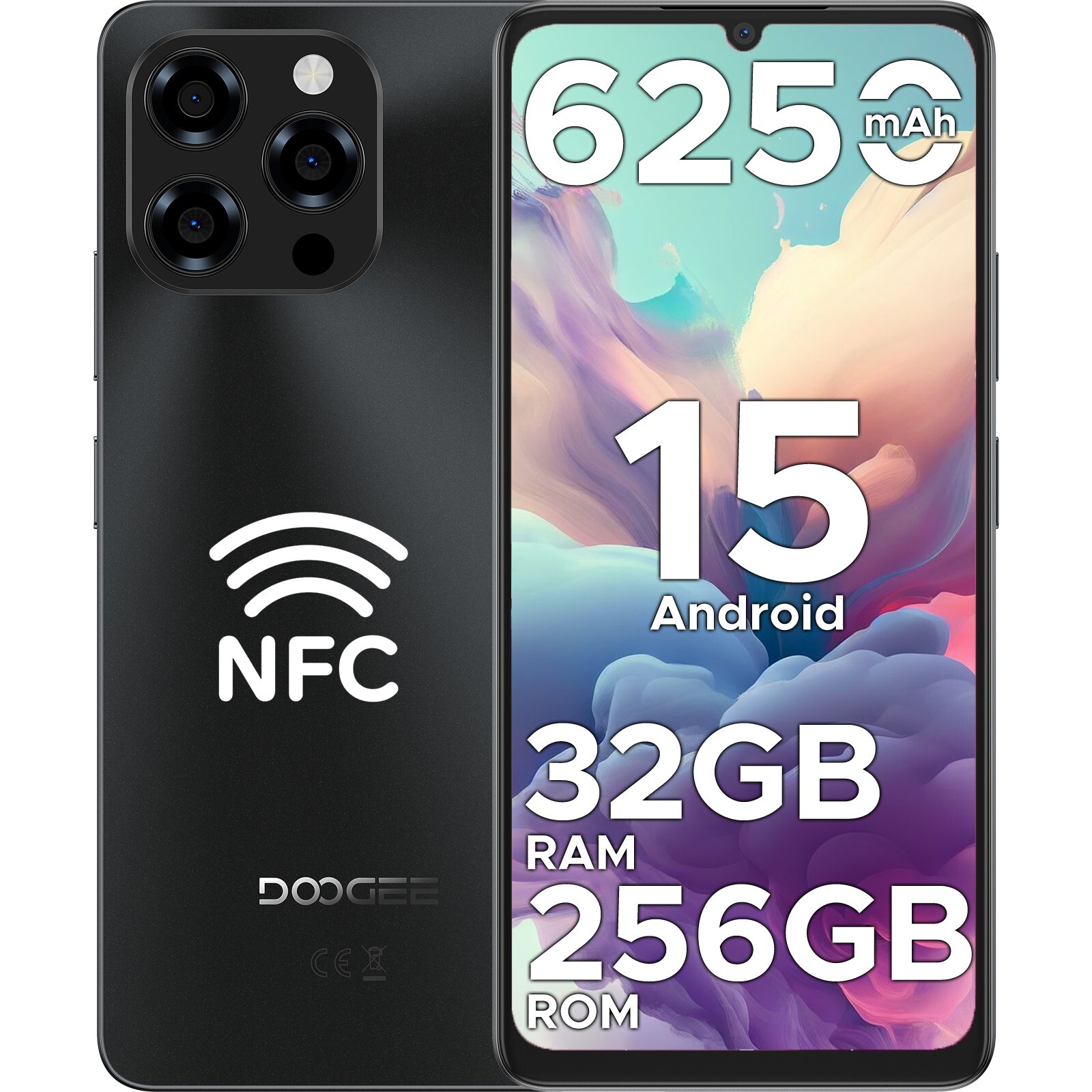 DOOGEE Note58 Pro 6.75 Inch Android 15 Smartphone 32GB+256GB 6250mAh Phone NFC