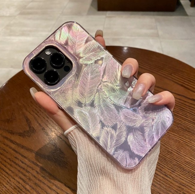 Gold and silver For Apple feather iphone 16 15 14 13 12 11 Pro phone case TPU