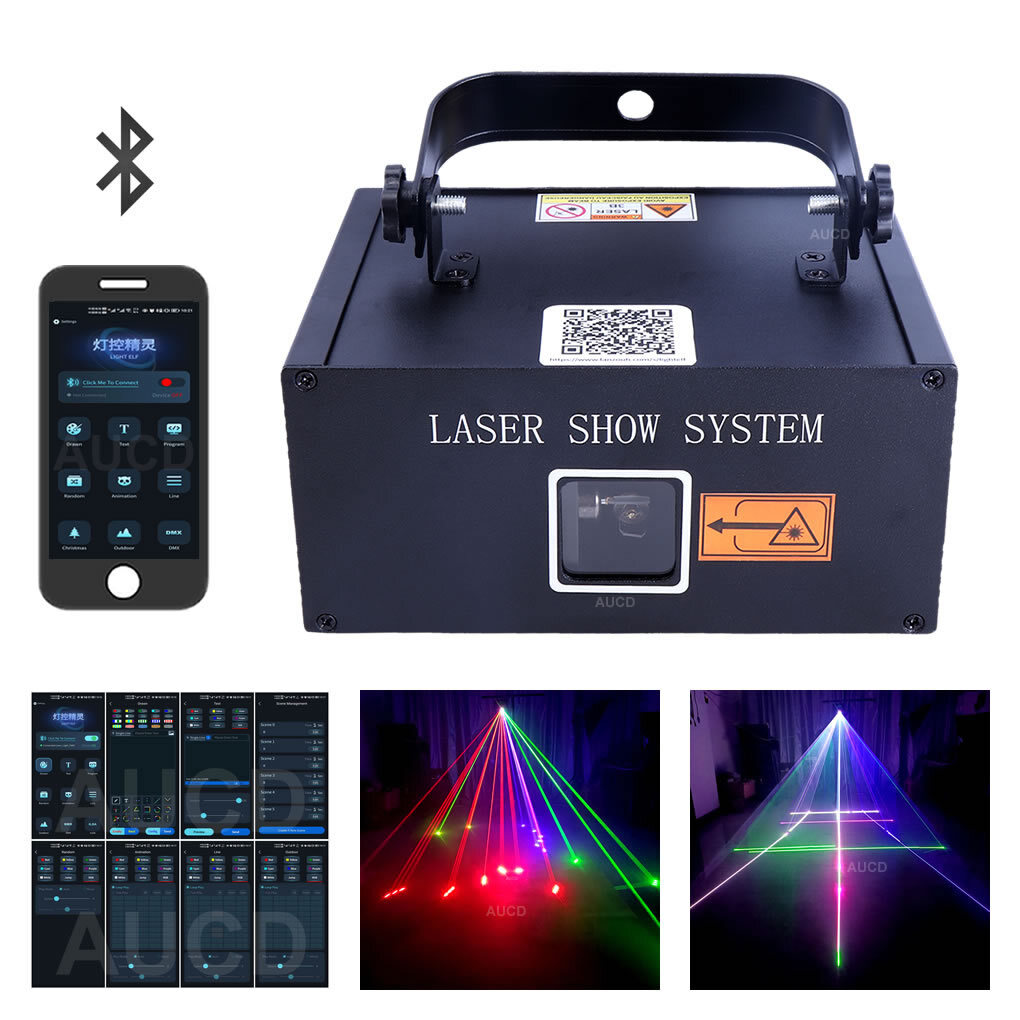 Portable iOS Android App Edit 3W RGB Animation DMX Stage Projector Laser Lights