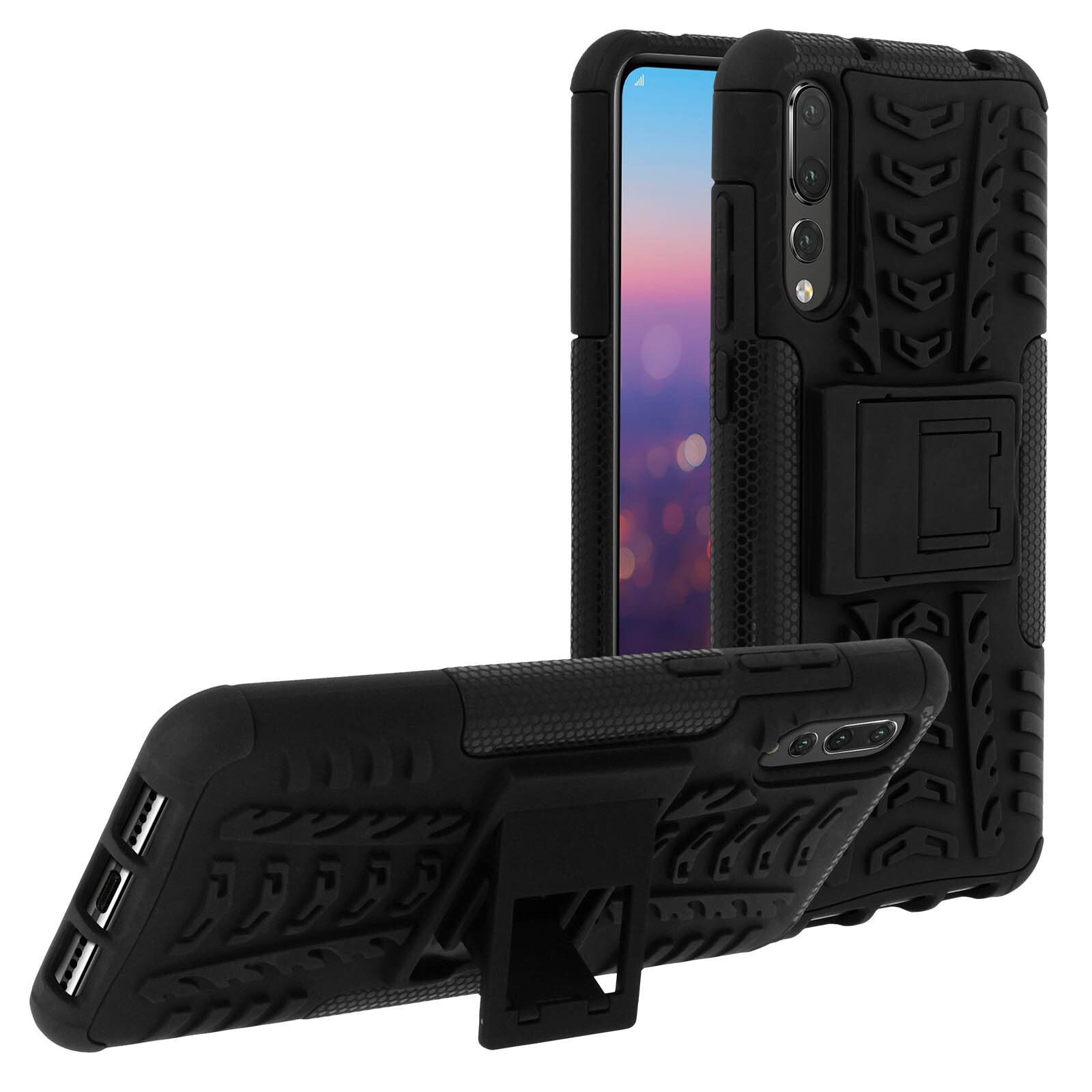 Shockproof Stand case, Backcover for Huawei P20 Pro & Kickstand – Black