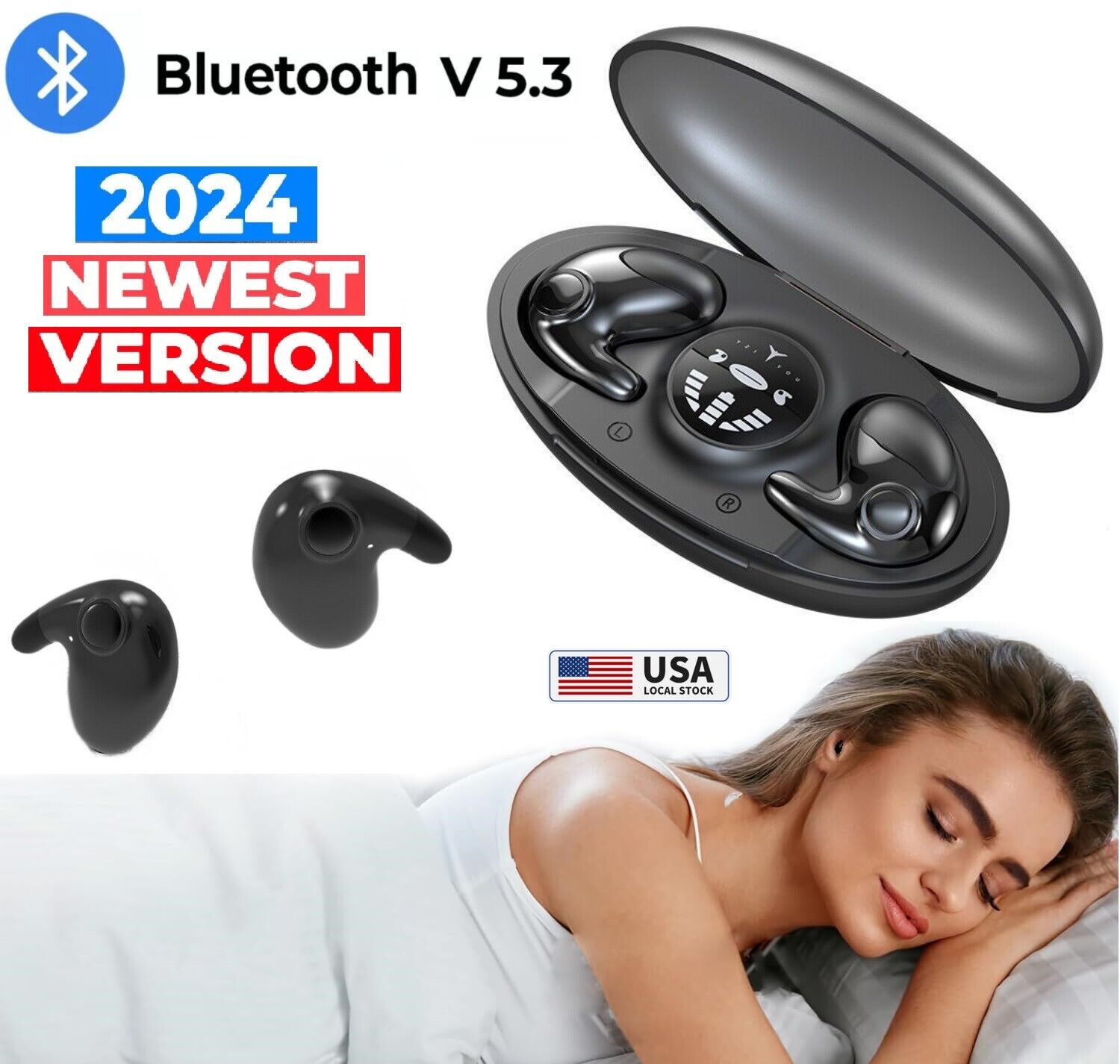 Bluetooth Earbuds Headset TWS5.3 Inear Wireless Earphone Invisible for All Phone